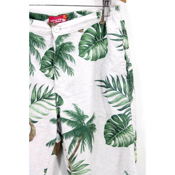 Palmwave Hawaiian Pants Womens Gray All Over Print Flat Front Size Large L - Picture 2 of 9